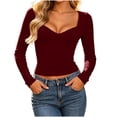 thumbnail image 2 of Women's Sweetheart Neck Long Sleeve Crop Top, Ribbed Fitted Basic T-Shirt,L,Women's Plus Size, 2 of 9