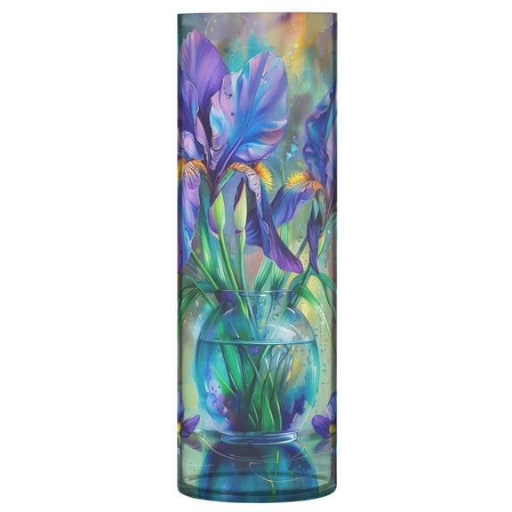 Clear Flower Vase Centerpieces Plastic Cylindrical Vases Home Wedding Decor 4"x12" Irises Flower in Vase