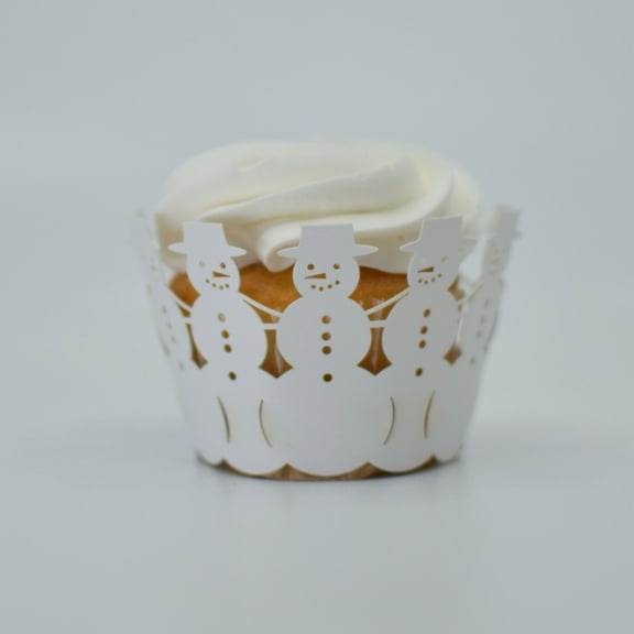 White Snowman Cupcake Wrappers (25pcs, Standard Size) Grease Resistant Cake Liners for Baking, Caking and Crafting by Bakell