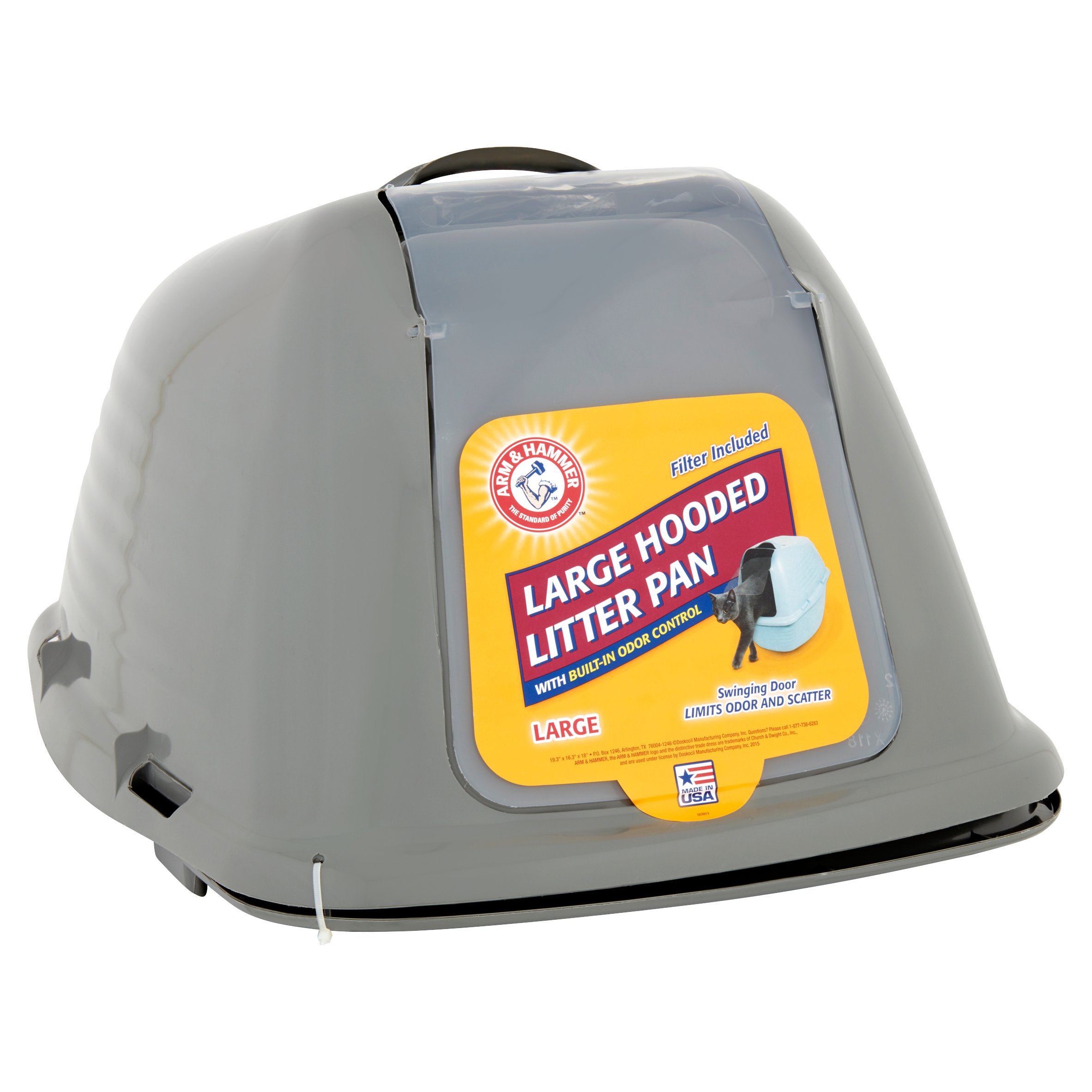 Arm & Hammer Hooded Litter Box Plastic Enclosed Wave Cat Litter Pan with Swing Door, Large - image 5 of 5