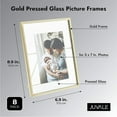 8Pack Set of Golden 5x7 Floating Glass Photo Frames for Tabletop and Home Decor