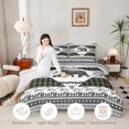 thumbnail image 3 of Castle Fairy Vintage Aztec Bear Queen Comforter Set 3 Pieces,Bohemian Theme Geometric Plaid Comforter Sets Queen,Olive Black,Black Reversible,1 Comforter and 2 Pillowcases, 3 of 6