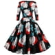 thumbnail image 4 of Mujer Moda Temperamento Cuello redondo Manga larga Estampado navideño Vestido de columpio acampanado Fridja  yut1808, 4 of 7