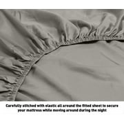1200 Thread Count 100% Cotton Solid Sheet Set (Queen, Grey)