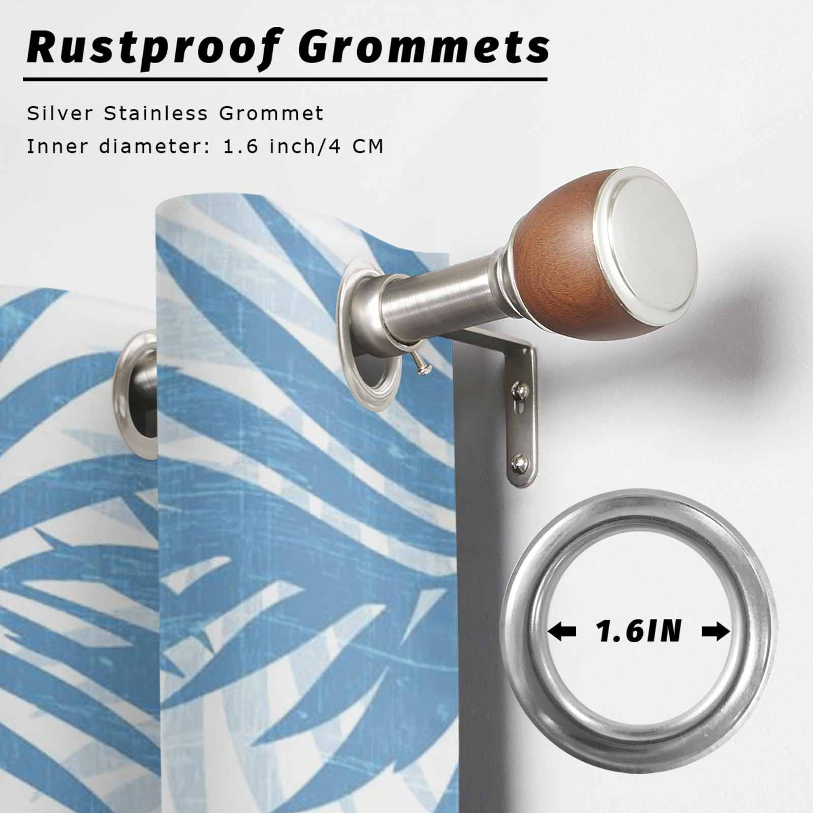 Sky Blue Palm Leaves Outdoor Curtains for Patio, Summer Botanical Tropical Plant Rustic Sunshade Privacy Drapes Grommet Waterproof Outside Curtains for Porch/Cabana/Balcony 54"x 108", 1 Panel