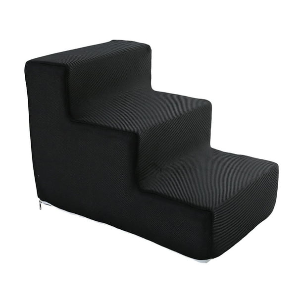 Escaleras para mascotas, escaleras para perros, rampa para perros, escalera multiusos, antideslizante, lavable a máquina, funda para cama, sofá, silla , L 3 Paso Negro