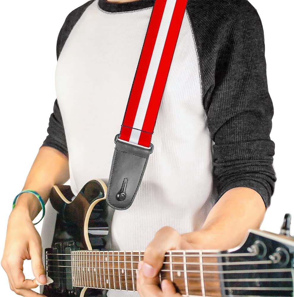 Buckle-Down Guitar Strap, Stripes Red White Red, 2 Inches Wide