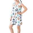 thumbnail image 2 of hengsof Girls Sweet Bow 2 Piece Set Sleeveless Round Neck Print Top Solid Elastic Waist Shorts Summer Outfit for 2-10 Years Kids, 2 of 8