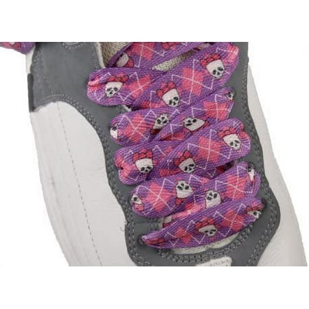 

Fashion Flat Shoelaces Purple/pink Skull 6 Pr. Eyelets Shoelace