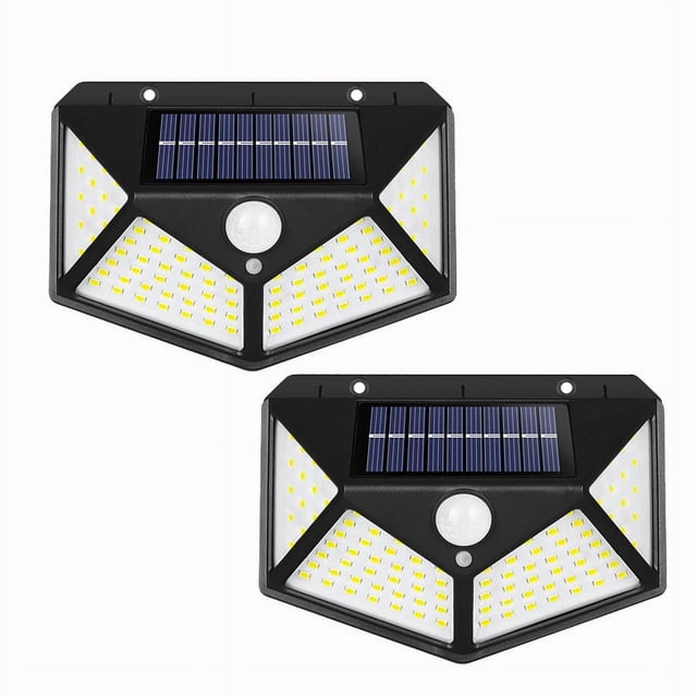 Luz solar recargable para patio exterior (2 piezas, 100LED tres funciones