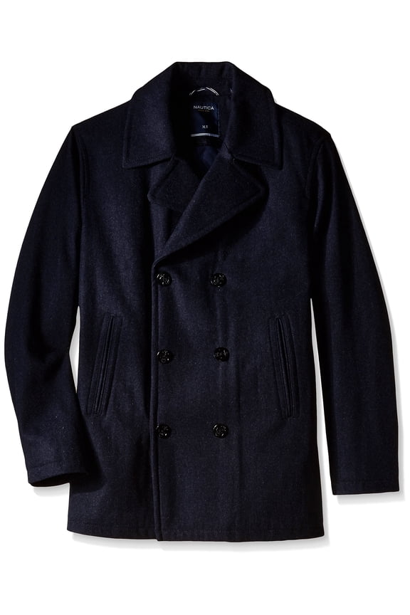 Men's Big & Tall Wool Peacoat, Navy, 4X/Tall