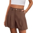 thumbnail image 2 of Delayuji Women Wide Leg Shorts Button Waist Tailored Shorts With Pockets Summer Business Casual Outfits for Women Vacation Short Daily Wear, 2 of 5