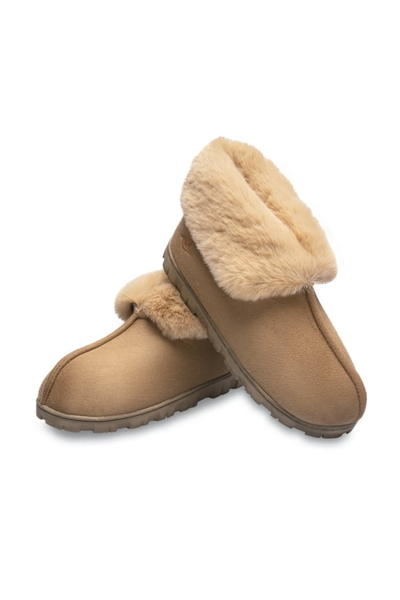 Women's Fuzzy Memory Foam Slippers, Indoor Outdoor Faux Fur Booties House Shoes