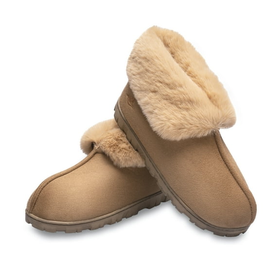 EUROPEAN SOFTEST Women's Fuzzy Memory Foam Slippers, Indoor Outdoor Faux Fur Booties House Shoes