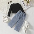 thumbnail image 5 of Zanarzt Girls Clothes Fall Girl Outfits Toddler Girls Clothes Ribbed Baby Kids Girl Denim Outfits Long Sleeve Tops Love Hearts Jeans Pants Black,4-5 Years, 5 of 9