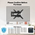 thumbnail image 3 of MountFTV Full Motion Long Arm TV Mount for 26-65" TVs, 37.4" Long Extension, Up to 110 lbs, Max 400 x 400mm, Corner TV Wall Mount Bracket with Tilt, Swivel, Single Wood Studs, 3 of 9