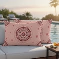 thumbnail image 4 of Pink Floral Outdoor Waterproof Pillow Covers, Circular Flowers Ethnic Abstract Aesthetic Decorative Rectangle Throw Pillowcase Sofa Cushion Sham for Patio/Couch/Chair, 20"x12" 2 Pack, 4 of 8