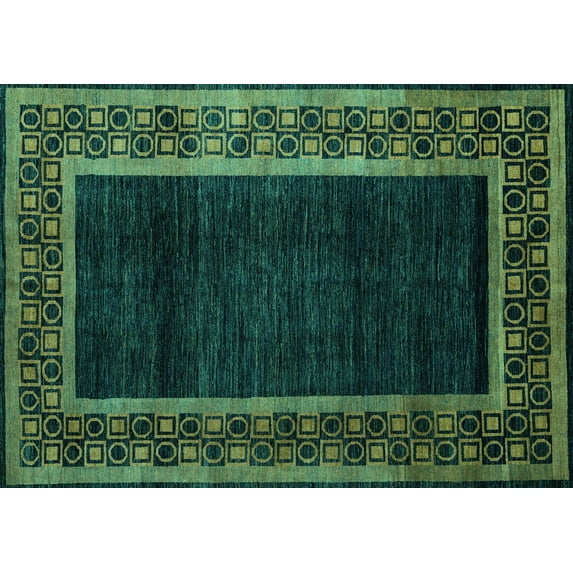 Ahgly Company Machine Washable Indoor Rectangle Abstract Turquoise Blue Modern Area Rugs, 2' x 5'