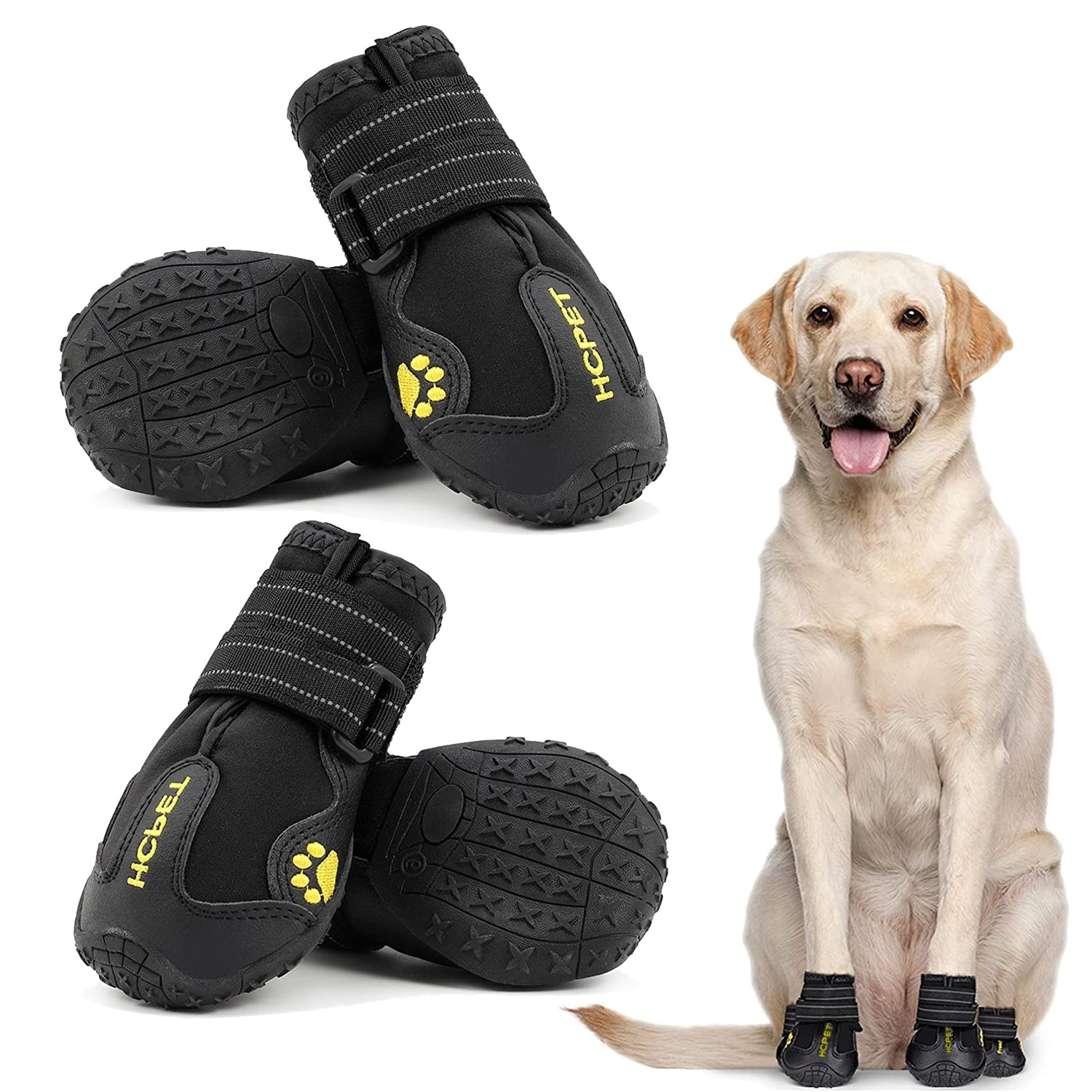 Protective Dog Boots,Set of 4 Waterproof Paw Protector Boots Anti-Slip Dog Rain Shoes