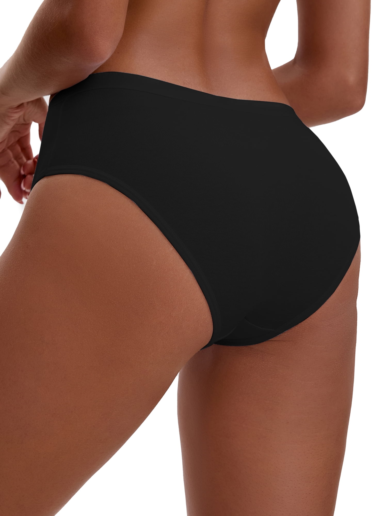Unique Bargains Women's Cotton High Waist Bright Trim Briefs M Black