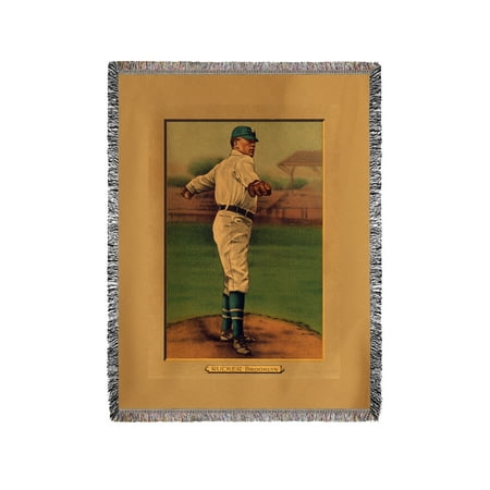 Dover Blanket - Brooklyn Dodgers - Nap Rucker - Baseball Card (60x80 Woven Chenille Yarn Blanket)
