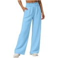 thumbnail image 2 of Pantalones largos para niños, de color liso, con cintura elástica y bolsillos laterales, holgados y transpirables, de poliéster., 2 of 7