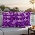 thumbnail image 4 of Purple Fish Scale Outdoor Waterproof Pillow Covers, Modern Geometric Ombre Abstract Moroccan Decorative Rectangle Throw Pillowcase Sofa Cushion Sham for Patio/Couch/Chair, 20"x12" 2 Pack, 4 of 8