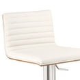 thumbnail image 3 of Armen Living Indoor Café Adjustable Height Swivel White Faux Leather and Walnut Bar Stool with Brushed Stainless Steel Base, 3 of 6