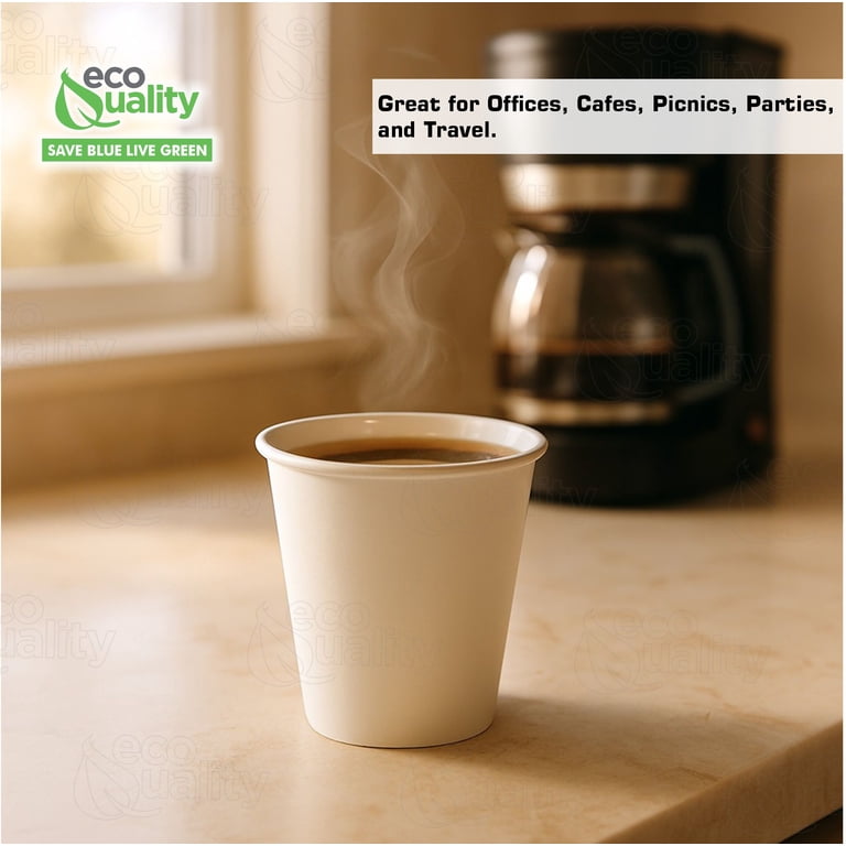 [400 Pack] 4 oz White Paper Hot Cups - Espresso, Sampling Cup, Bathroom Cups, Single Cups, Disposable Cups, Coffee Cup by EcoQuality