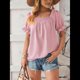 thumbnail image 5 of Tops de Verano para Mujer, Cuello Cuadrado, Elegantes, Informales, con Lunares, Mangas con Volantes, Camisetas Bonitas, Ropa de Moda Rosa S, 5 of 9