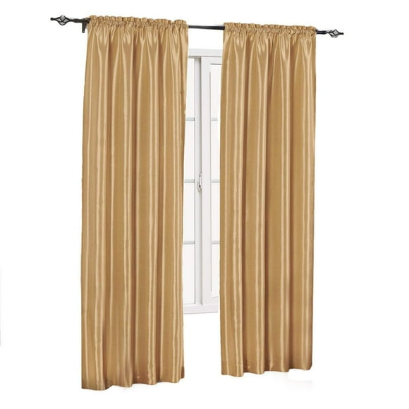sheetsnthings Soho Faux Silk, 84-Inch Wide x 96-Inch Long, Polyester, Set of 2 Curtain Panels, Gold