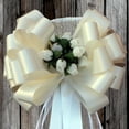 thumbnail image 5 of Ivory Wedding Pull Bows with Tulle Tails and Rosebuds - 8" Wide, Set of 6, 5 of 7