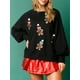 thumbnail image 4 of Lucakuins Sudadera con cuello redondo para mujer, holgada, con estampado de lentejuelas de Papá Noel, manga larga, para Navidad Lucakuins moda, 4 of 7