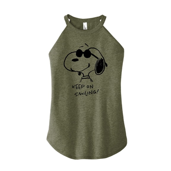 Peanuts - Cool Joe Keep On Smiling - Juniors High Neck Tank Top