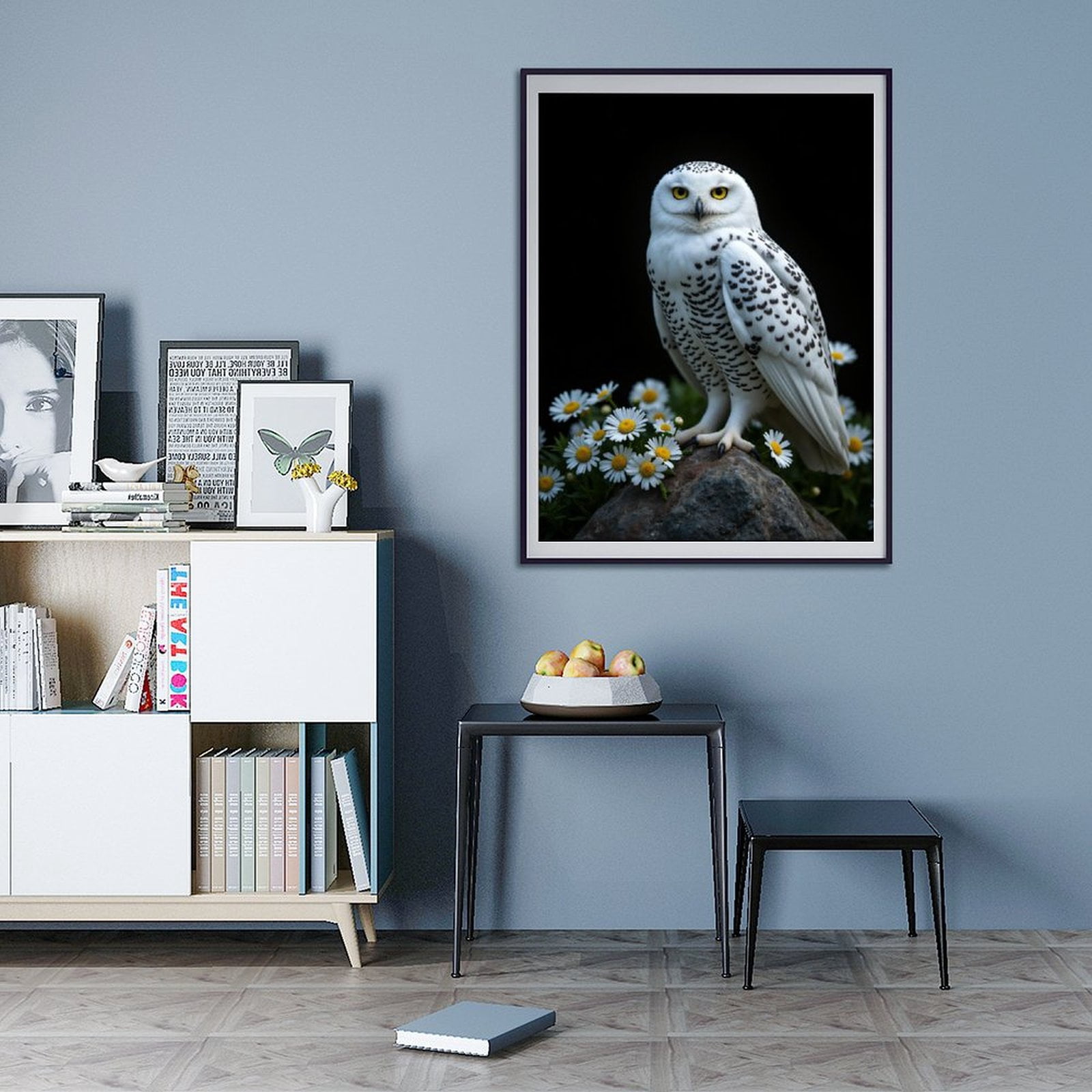 Diamond Art Kits for Adults - 5d Snowy Owl On Rock With Daisies Diamond Painting for Adults, Diamond Art for Adults Beginners, Diamond Painting Kits for Adults for Home Wall Decor