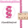 thumbnail image 2 of 25M Metallic Yarn Lace Ribbons Jacquard Ribbon Garment Accessories Fuchsia 1/4 inch(8mm), 2 of 5