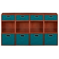 thumbnail image 2 of Niche Cubo Storage Organizer Open Bookshelf Set- 8 Full Cubes/4 Half Cubes with Foldable Storage Bins- Cherry/Teal, 2 of 7