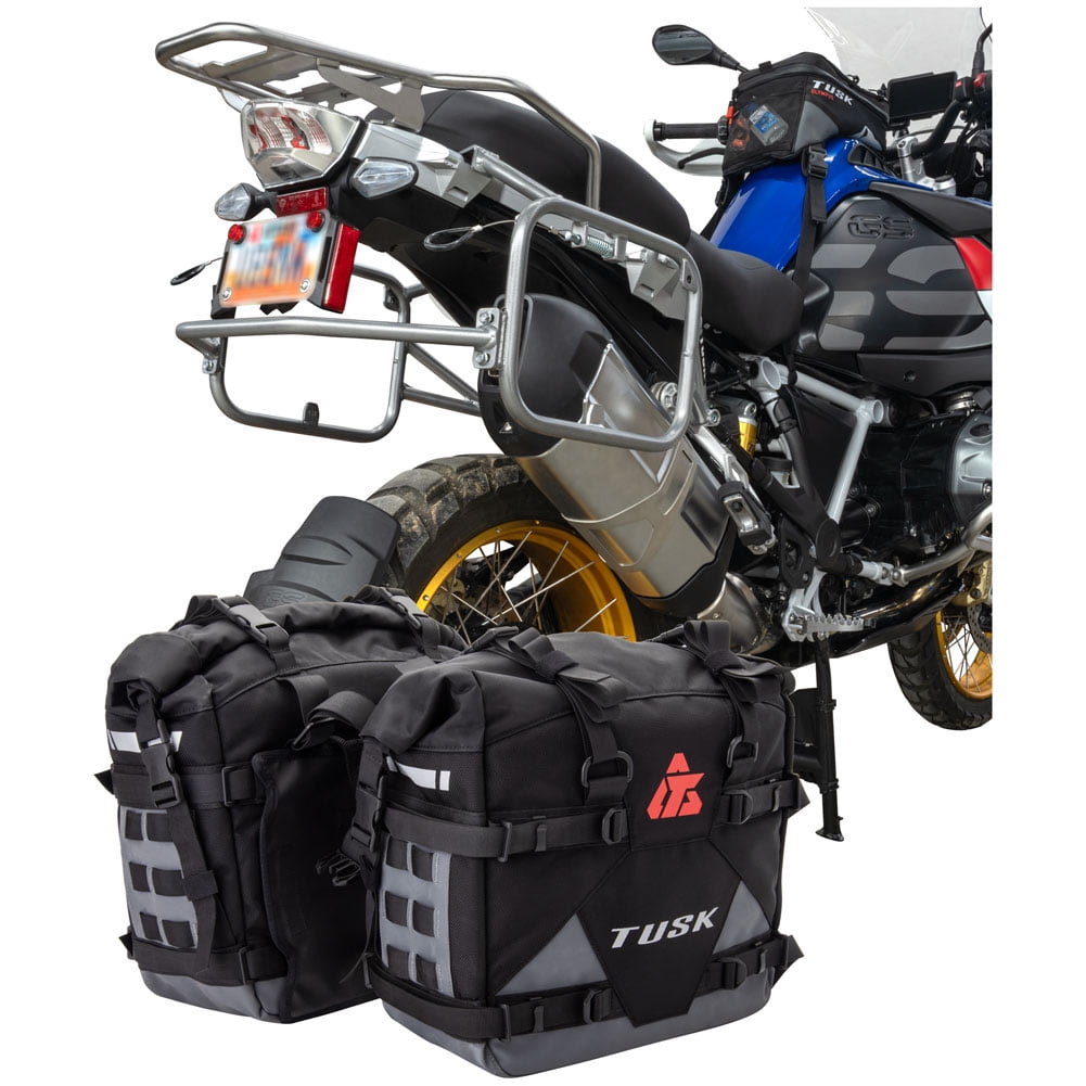 Tusk Pannier Racks with Tusk Pilot Pannier Bags Black/Grey For