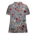 thumbnail image 4 of Tops de Manga Corta para las Mujeres Suelto Ajuste Casual Cortado Manga Corta Blusa de Impresión, Camisa Suelta de Cuello Redondo de Poliéster, Lavado a Mano Primavera Verano, 4 of 8
