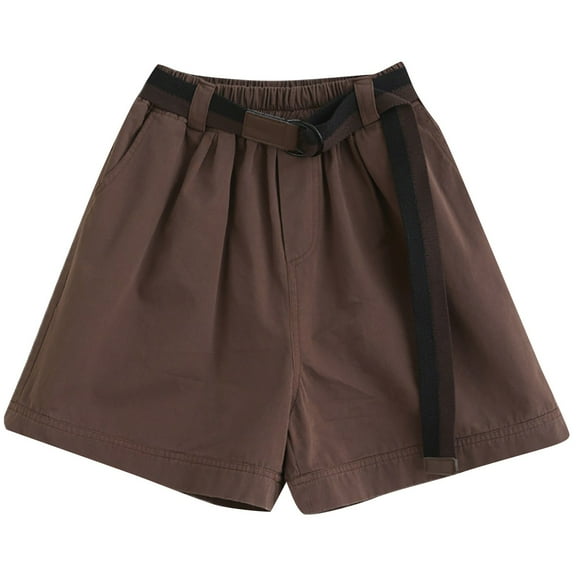 xingwang Clearance Shorts for Women High Waisted,Women's Loose Casual Cotton Elastic Wide Leg Pants Shorts Coffee XXL