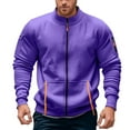 thumbnail image 3 of XIAONU Mens Sweatshirts Zipper Front Color Blocked Sleeveless Hoodless Jacket Long Sleeved Slim Fit Polo Sweatshirt With Pockets, 3 of 6