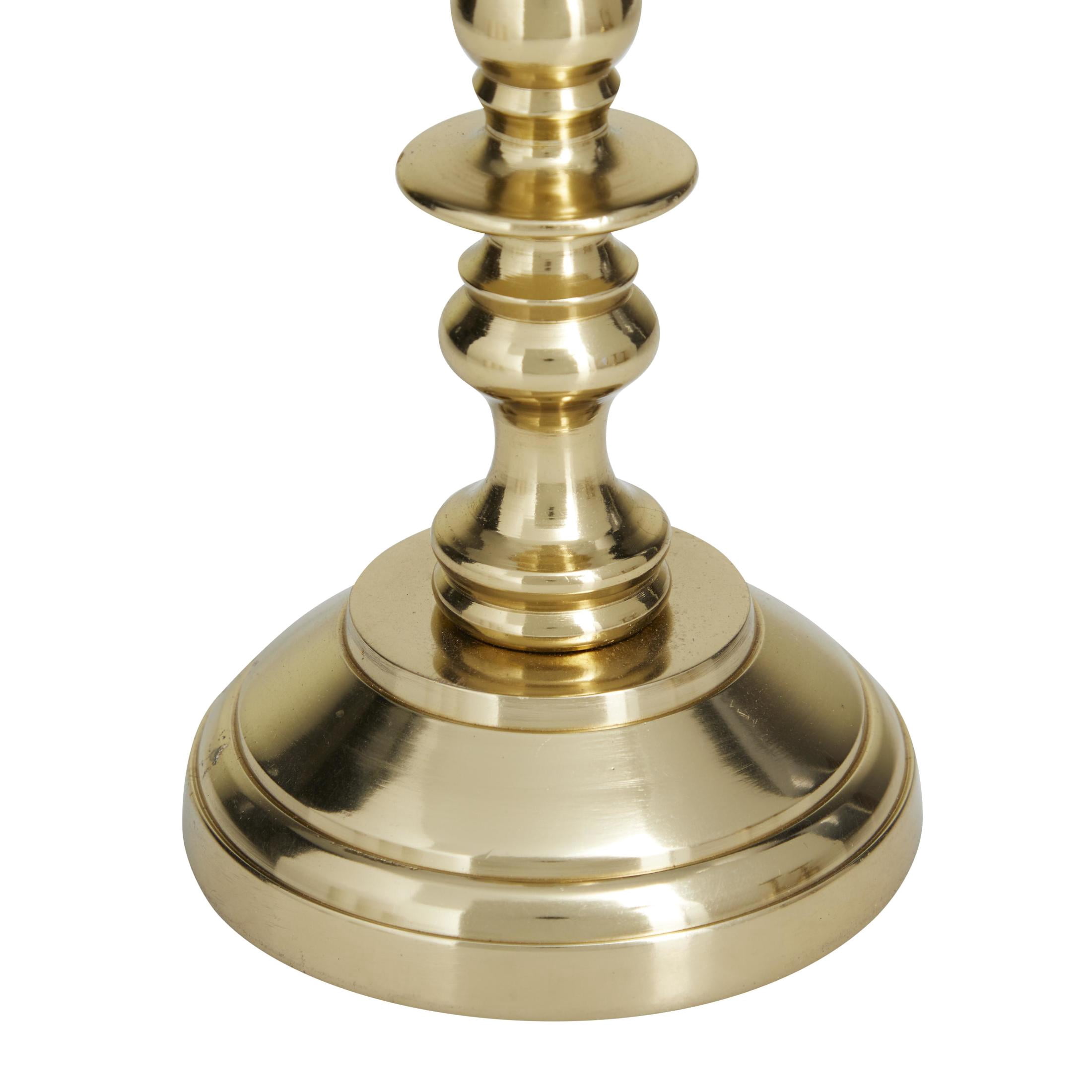 DecMode 3 Candle Gold Aluminum Metal Pillar Candle Holder, Set of 3
