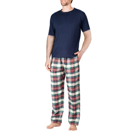 SLEEPHERO Men's Sleep Short Sleeve Flannel Pajama Pant Set