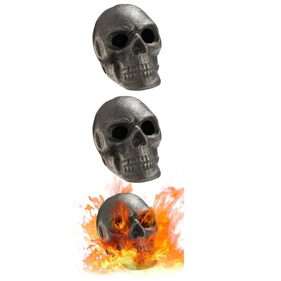3PCS Lava Skull Rocks Skull for Fire Pit Skeleton Fire Pit Heads Halloween Skull Shaped Fire Stones