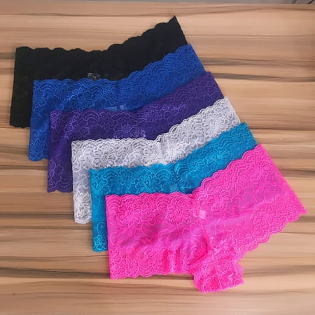 

Jiaroswwei Women Underpants See-through Lace Mid Waist Soft No Constraint Anti-septic Hollow Out Elastic Anti-shrink Lady Panties for Daily Inner Wear