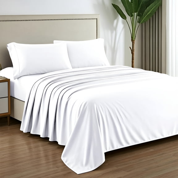 AUQ 100% Pure Egyptian Cotton Sheet King Size 1000 High Thread Count Sheets King,4 Pc White Luxury Hotel King Size Sheets Set,16" Deep Pocket Sateen Weave Soft Cooling Bed Sheets Set