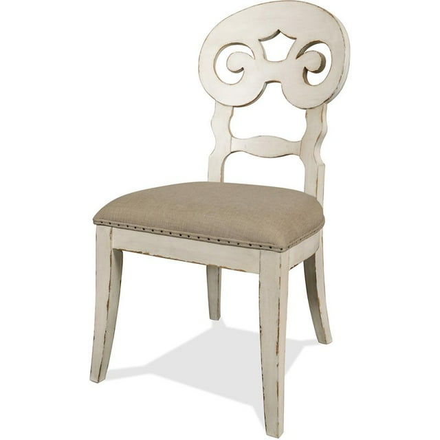 Riverside Furniture Mix-n-match Scroll Back Wood Side Chair in Chipped White