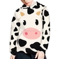 thumbnail image 5 of Xoenoiee Kids Hoodies Pullover Cosy Hoodies Hooded Sweatshirt with Front Kangaroo Pocket Long Sleeve Fall Winter Tops for Hiking Traveling Running, Cow Print, L, 5 of 7