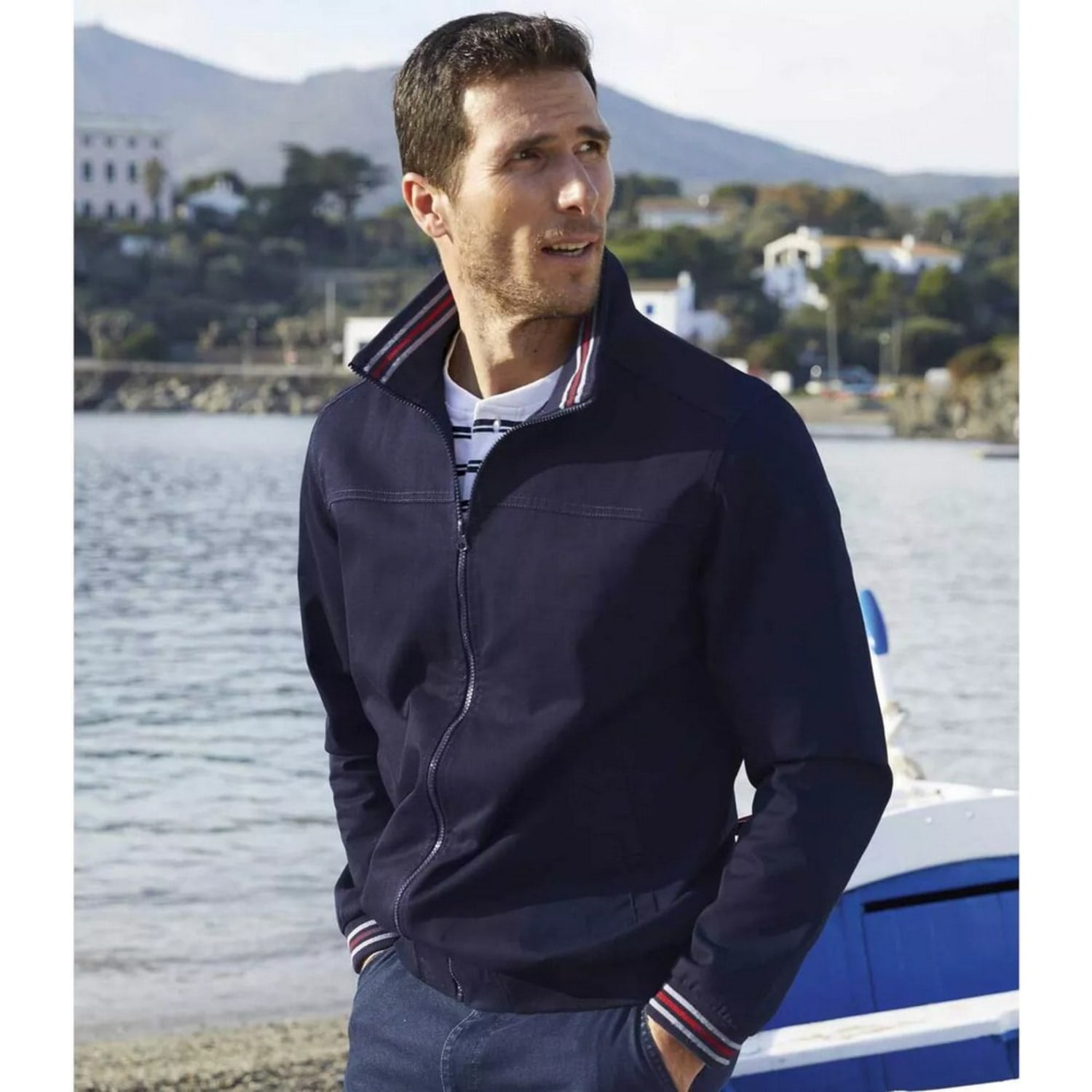 Men's short hooded zippered quilted cotton twill jacket hotsell
