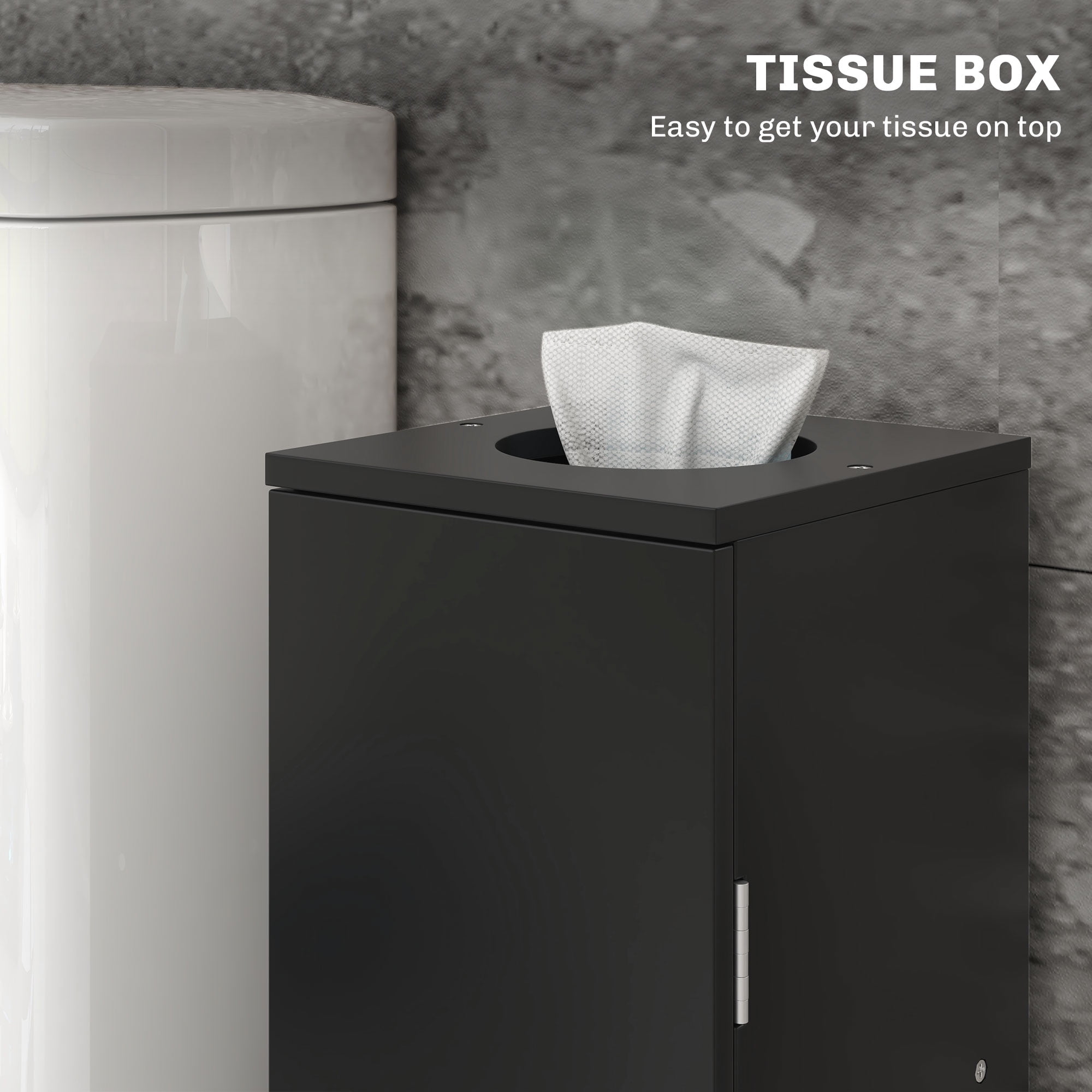 HOQBN Small Toilet Paper Cabinet, Bathroom Corner Cabinet with Doors and Shelves for Paper Shampoo, Black